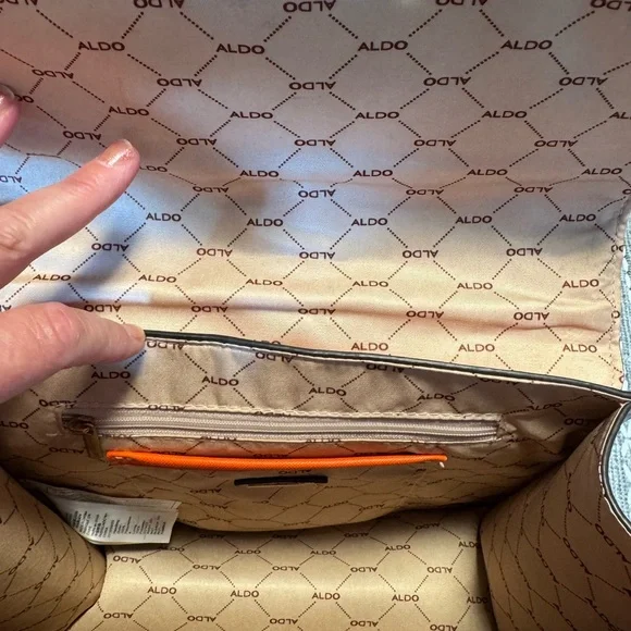 Aldo Orange & White Annie Brooke Satchel - Picture 7 of 15